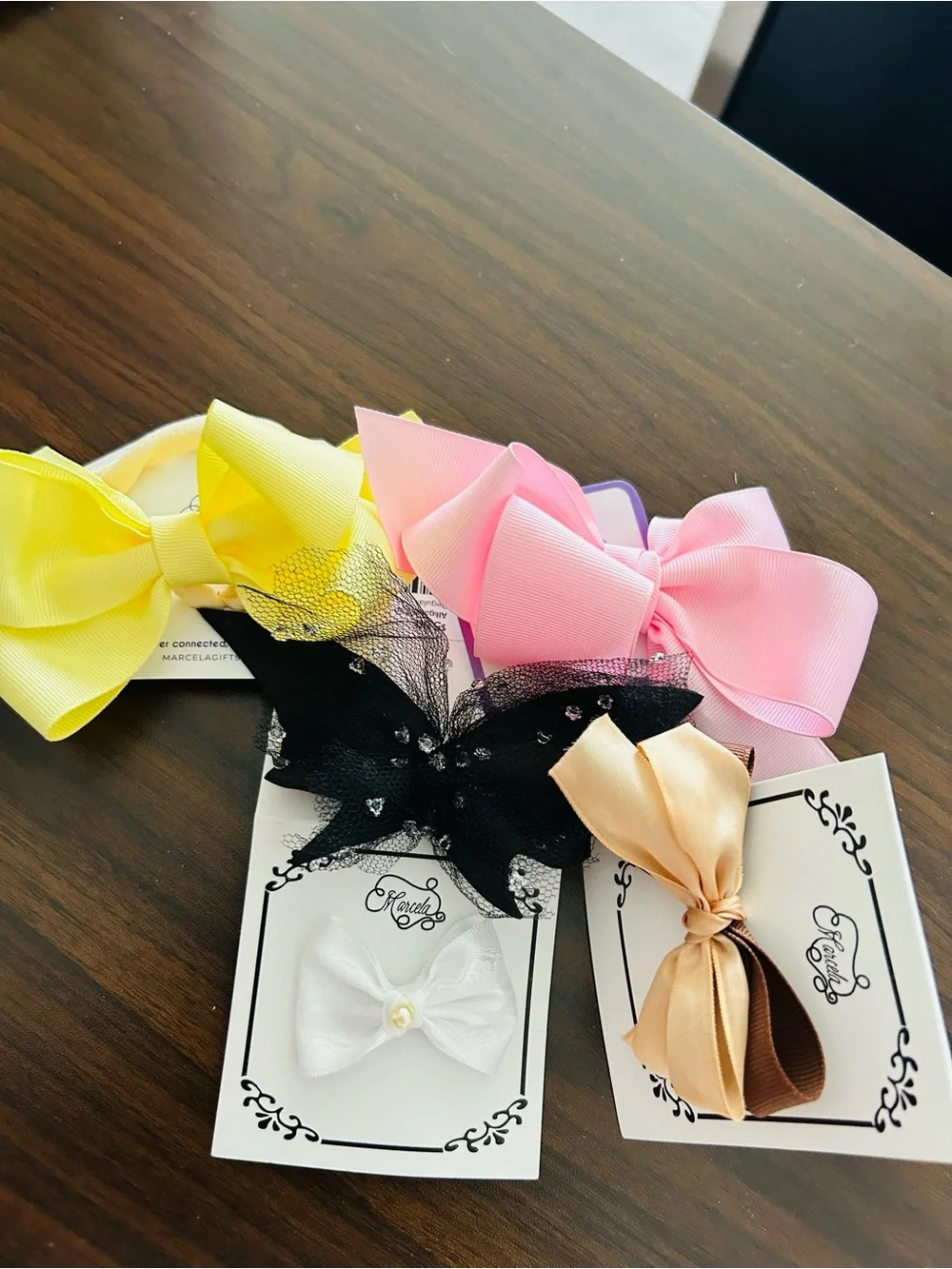 PACK of FIVE Assorted Girls Hair Bows Five Colors Party Dressup Hair Accessories